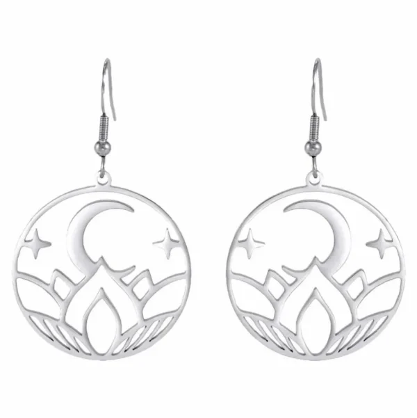 Kirurginteräskorvakorut, Bohemian Lotus -hopeanväriset bohokorvakorut