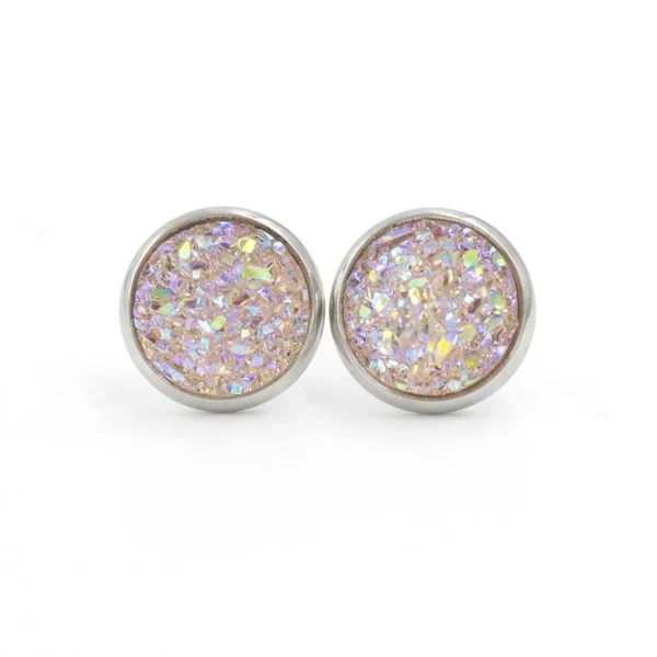 Kirurginteräsnapit, Druzy Stone in Light Pink