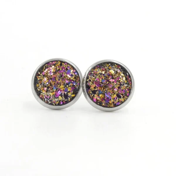 Kirurginteräsnapit, Druzy Stone in Bronze