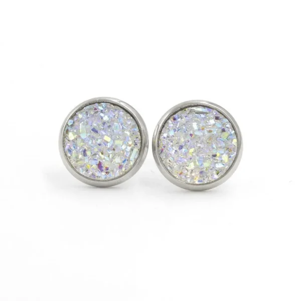 Kirurginteräsnapit, Druzy Stone in White AB