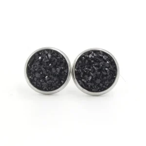Kirurginteräsnapit, Druzy Stone in Black