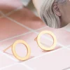 Kirurginteräsnapit, Hollow Flat Steel Earstuds in Gold -teräsnapit