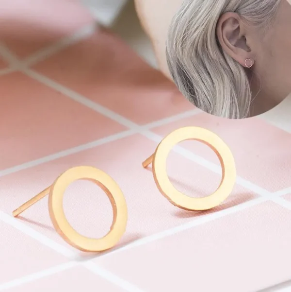 Kirurginteräsnapit, Hollow Flat Steel Earstuds in Gold -teräsnapit