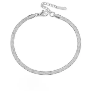 Kirurginteräsnilkkakoru, FRENCH RIVIERA, Snake Bone Anklet in Silver