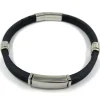 Kirurginteräsrannekoru, Black Bracelet with Stainless Steel