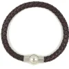 Kirurginteräsrannekoru, Brown Leather Bracelet with Stainless Steel