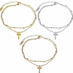 Kirurginteräsrannekoru, Cross Charm Bracelet -ristirannekoru