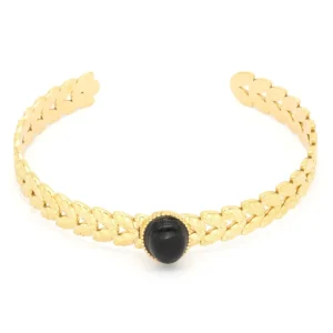 Kirurginteräsrannekoru, FRENCH RIVIERA | Goddess Bracelet with Onyx