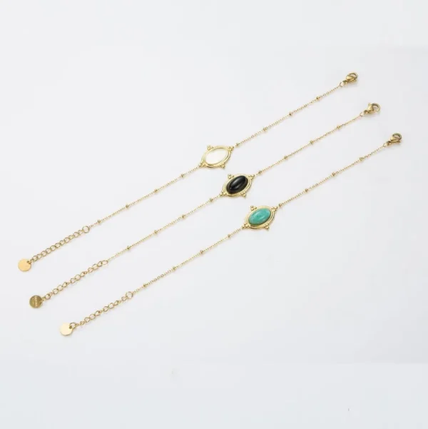 Kirurginteräsrannekoru, FRENCH RIVIERA | Simple Oval Gold Steel Chain