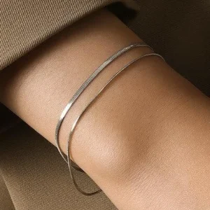 Kirurginteräsrannekoru, FRENCH RIVIERA | Snake Bone Chain in Silver