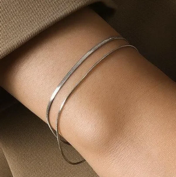 Kirurginteräsrannekoru, FRENCH RIVIERA | Snake Bone Chain in Silver