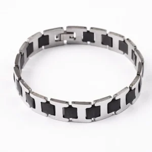 Kirurginteräsrannekoru, Stainless Steel Black Squares