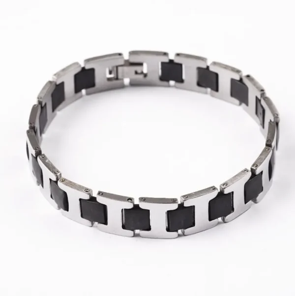 Kirurginteräsrannekoru, Stainless Steel Black Squares
