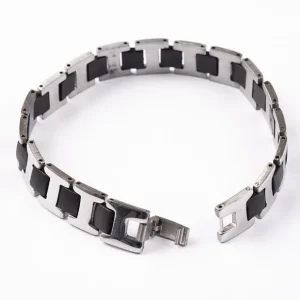 Kirurginteräsrannekoru, Stainless Steel Black Squares