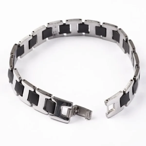 Kirurginteräsrannekoru, Stainless Steel Black Squares