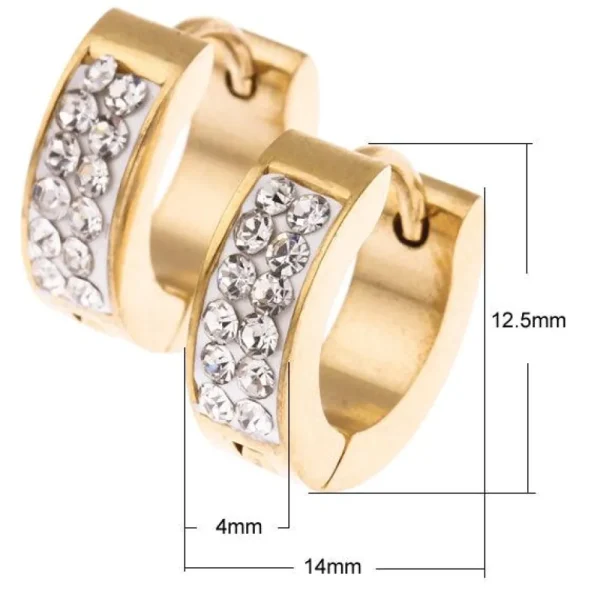 Kirurginteräsrenkaat, Classic Crystal Steel Hoop Earrings