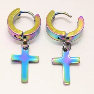 Kirurginteräsrenkaat, Cross Hoops in Multicolor