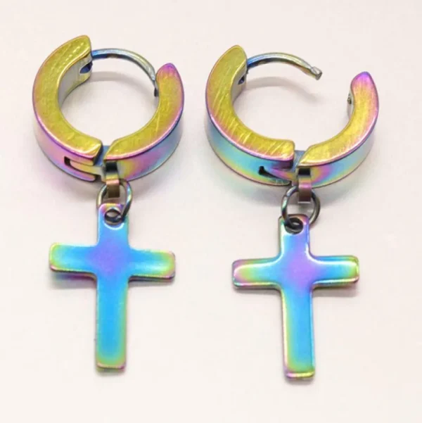 Kirurginteräsrenkaat, Cross Hoops in Multicolor