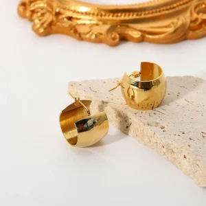 Kirurginteräsrenkaat, FRENCH RIVIERA | Wide Héloïse Gold Steel Hoops