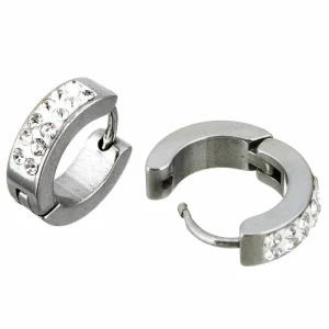 Kirurginteräsrenkaat, Huggie Crystal Steel Hoop Earrings