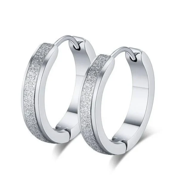 Kirurginteräsrenkaat, Large Diamond Cut Steel Hoop Earrings