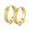 Kirurginteräsrenkaat, Large Diamond Cut Steel Hoop Earrings in Gold