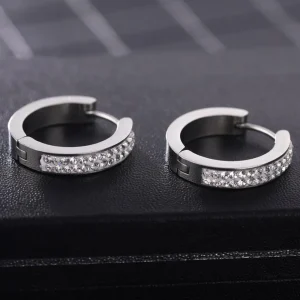 Kirurginteräsrenkaat, Large Crystal Steel Hoop Earrings