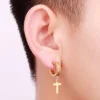 Kirurginteräsrenkaat, Stainless Steel Cross Hoops in Gold