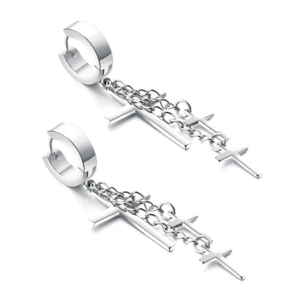 Kirurginteräsrenkaat, Steel Hoops with Chains and Crosses in Silver