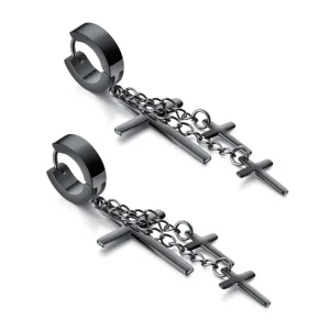 Kirurginteräsrenkaat, Steel Hoops with Chains and Crosses in Black