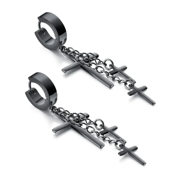 Kirurginteräsrenkaat, Steel Hoops with Chains and Crosses in Black