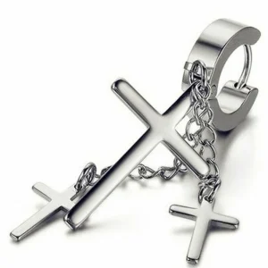 Kirurginteräsrenkaat, Steel Hoops with Chains and Crosses in Silver