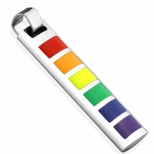 Kirurginteräsriipus, Rainbow Squares Enamel Stainless Steel Pendant
