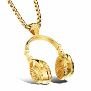 Kirurginteräsriipus, XL Streetstyle Headphone Necklace in Gold
