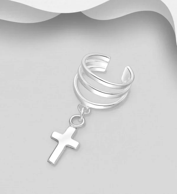 Korvakoru/kiipijä, Non-Piercing Silver Ear Cuff with Cross