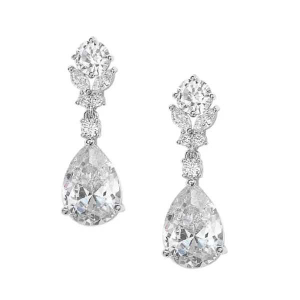 Korvakorut, ATHENA BRIDAL | Divine Earrings -hopeanväriset pisarat