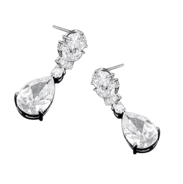 Korvakorut, ATHENA BRIDAL | Divine Earrings -hopeanväriset pisarat