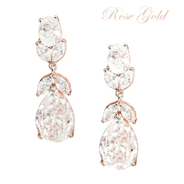 Korvakorut, ATHENA BRIDAL | Annie Teardrop -ruusukullanväriset pisarat