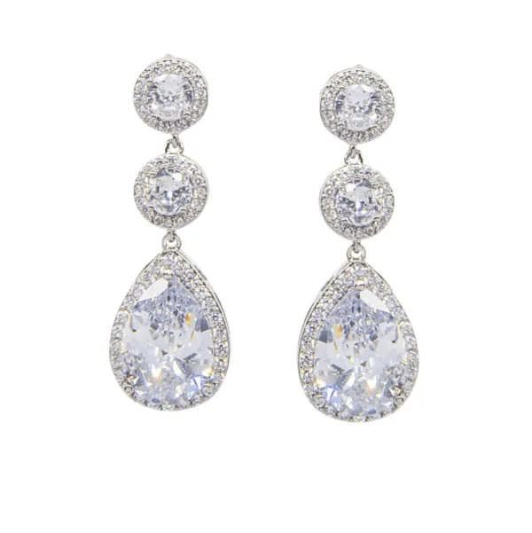 Korvakorut, ATHENA BRIDAL | Exquisite Earrings -hopeanväriset pisarat