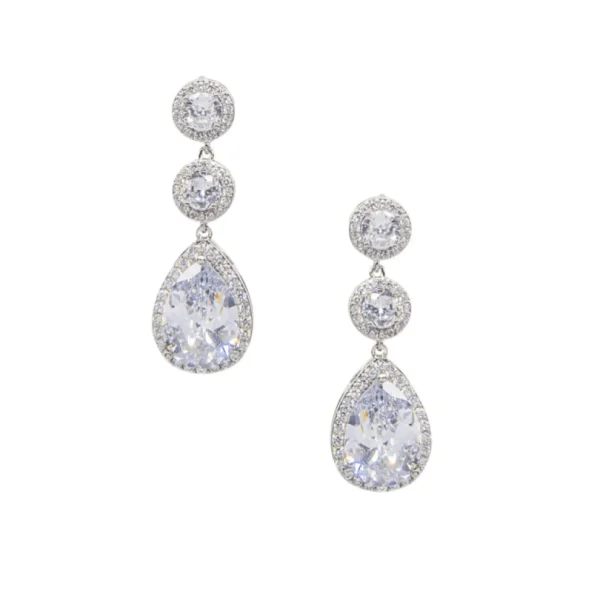 Korvakorut, ATHENA BRIDAL | Exquisite Earrings -hopeanväriset pisarat