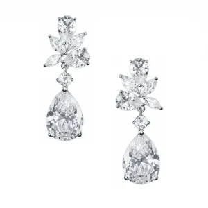 Korvakorut, ATHENA BRIDAL | Luxury Earrings -hopeanväriset pisarat
