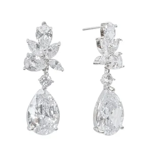 Korvakorut, ATHENA BRIDAL | Luxury Earrings -hopeanväriset pisarat