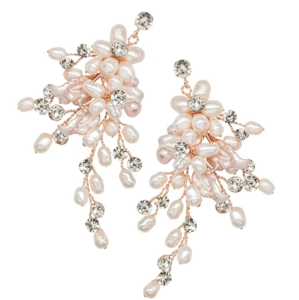 Korvakorut, ATHENA BRIDAL | Pearl Earrings -vaaleanpunaiset helmikukat