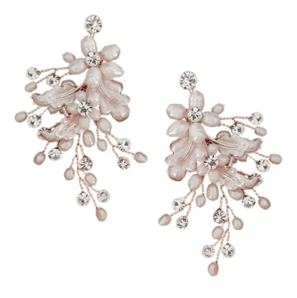 Korvakorut, ATHENA BRIDAL | Pearl Earrings -vaaleanpunaiset helmikukat
