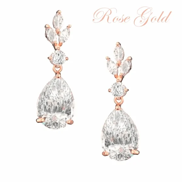 Korvakorut, ATHENA BRIDAL | Sparkle Teardrop -ruusukullanväriset pisarat