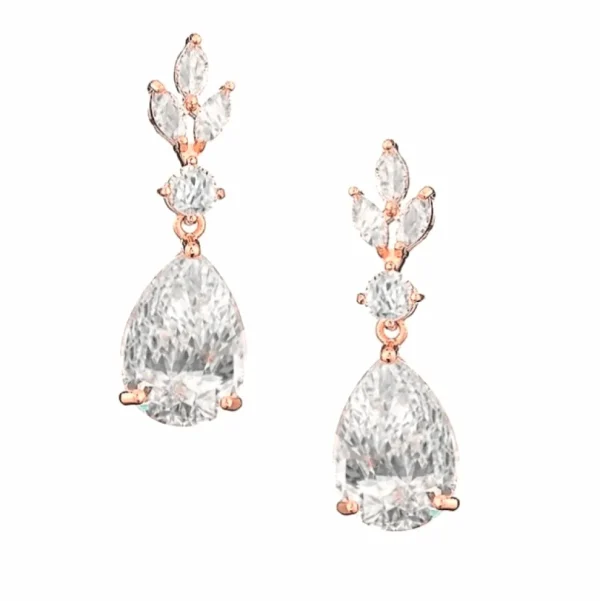 Korvakorut, ATHENA BRIDAL | Sparkle Teardrop -ruusukullanväriset pisarat