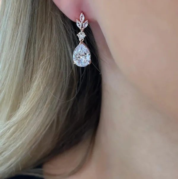 Korvakorut, ATHENA BRIDAL | Sparkle Teardrop -ruusukullanväriset pisarat