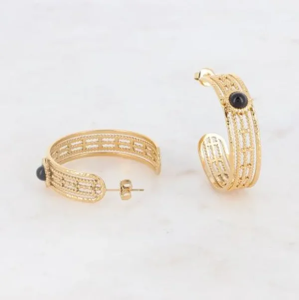 Korvakorut, BOHM PARIS | Créoles Anaïs -onyx