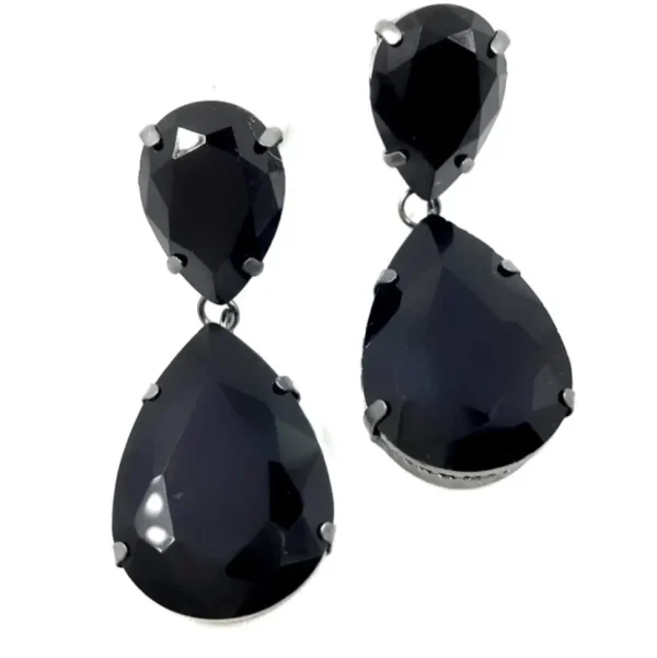 Korvakorut, Chunky Teardrop Earrings in Black