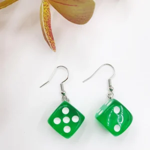 Korvakorut, Dice Earrings -vihreät noppakorvakorut